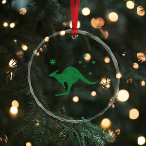 Australia Kangaroo with Federation Star Aussie Roots Crystal Glass Ornament