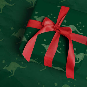 Australia Kangaroo with Federation Star Aussie Roots Wrapping Paper Roll TS11 Green Print Your Wear