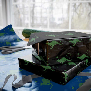 Australia Kangaroo with Federation Star Aussie Roots Wrapping Paper Roll TS11 Black Print Your Wear