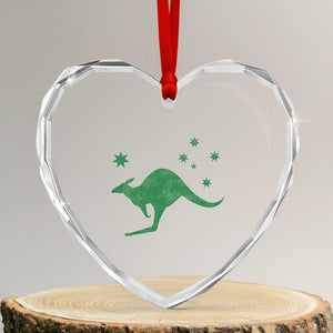 Australia Kangaroo with Federation Star Aussie Roots Heart Crystal Glass Ornament TS11 Transparent Glass 3'' Heart Print Your Wear