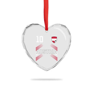 Austria Soccer Sports Graphic Number 10 Jersey Style Heart Crystal Glass Ornament Proud Austrian Football Fans Game Day Pride TS02 Print Your Wear