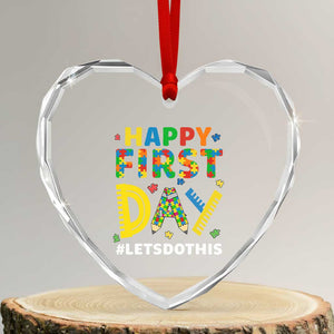 Autism Acceptance Back To School Educator Heart Crystal Glass Ornament Happy First Day