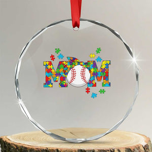 Autism Acceptance Baseball Mom Crystal Glass Ornament Proud Mom Inclusive Support Graphic TS12 Transparent Glass 3'' Circle Print Your Wear