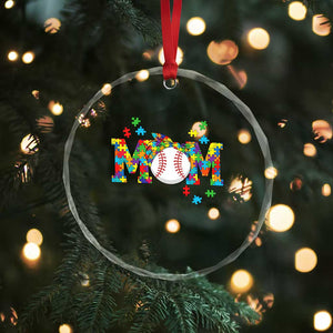 Autism Acceptance Baseball Mom Crystal Glass Ornament Proud Mom Inclusive Support Graphic TS12 Print Your Wear