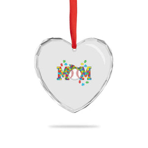 Autism Acceptance Baseball Mom Heart Crystal Glass Ornament Proud Mom Inclusive Support Graphic TS12 Print Your Wear