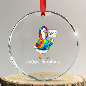 Autism Acceptance Crystal Glass Ornament Accept Understand Love Support Neurodivergent TS14 Transparent Glass 3'' Circle Print Your Wear