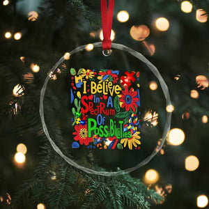 Autism Acceptance Crystal Glass Ornament I Believe In A Spectrum Of Possibilities Retro Boho TS02 Print Your Wear