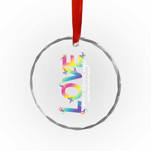 Autism Acceptance Crystal Glass Ornament Love From a Different Angle Rainbow Infinity TS02 Print Your Wear