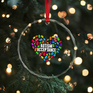 Autism Acceptance Crystal Glass Ornament Love Heart Puzzle Piece Gift TS14 Print Your Wear