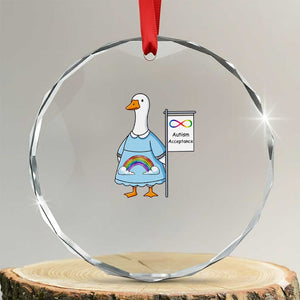 Autism Acceptance Crystal Glass Ornament Neurodivergent Awareness Silly Goose Support TS14 Transparent Glass 3'' Circle Print Your Wear