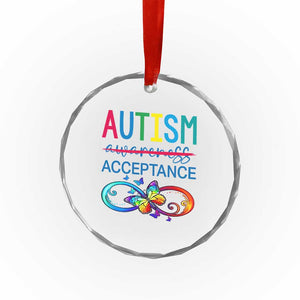 Autism Acceptance Crystal Glass Ornament Neurodivergent Support Infinity Butterfly Symbol TS14 Print Your Wear