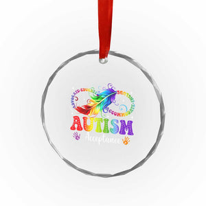 Autism Acceptance Crystal Glass Ornament Neurodivergent Support Rainbow Feather Infinity Symbol TS14 Print Your Wear