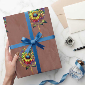 Autism Acceptance Wrapping Paper Roll Accept Understand Love Sunflower Puzzle TS14 Mocha Print Your Wear