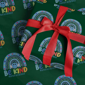 Autism Acceptance Wrapping Paper Roll Rainbow in April We Wear Blue Ribbon Autism TS14 Green Print Your Wear