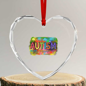 Autism Acceptance Heart Crystal Glass Ornament Accept Understand Love Autistic Support TS02 Transparent Glass 3'' Heart Print Your Wear