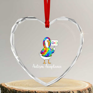Autism Acceptance Heart Crystal Glass Ornament Accept Understand Love Support Neurodivergent TS14 Transparent Glass 3'' Heart Print Your Wear