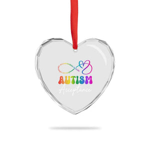 Autism Acceptance Heart Crystal Glass Ornament Advocate Educate Accomodate Include Rainbow Infinity Symbol TS02 Print Your Wear