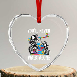 Autism Acceptance Heart Crystal Glass Ornament Autism Dad Motocross Rider Father Son Support TS14 Transparent Glass 3'' Heart Print Your Wear