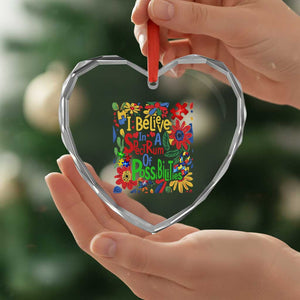 Autism Acceptance Heart Crystal Glass Ornament I Believe In A Spectrum Of Possibilities Retro Boho TS02 Print Your Wear