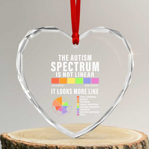 Autism Acceptance Heart Crystal Glass Ornament The Autism Spectrum Is Not Linear TS02 Transparent Glass 3'' Heart Print Your Wear
