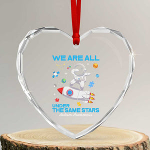 Autism Acceptance Heart Crystal Glass Ornament We Are All Under The Same Stars TS10 Transparent Glass 3'' Heart Print Your Wear
