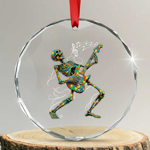 Autism Acceptance Rock Guitar Skeleton Crystal Glass Ornament Music Lover TS12 Transparent Glass 3'' Circle Print Your Wear