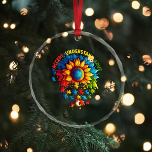 Autism Acceptance Sunflower Puzzle Crystal Glass Ornament Accept Understand Love ASD TS10 Print Your Wear