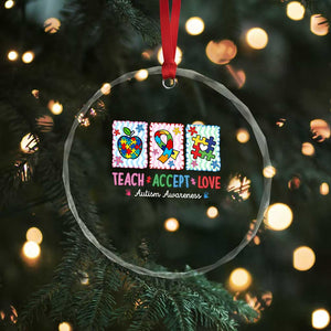 Autism Acceptance Support Crystal Glass Ornament Teach Accept Love TS12 Print Your Wear