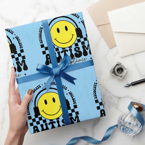 Autism Acceptance Wrapping Paper Roll Advocate Educate Accomodate Include Special Education TS02 Light Blue Print Your Wear