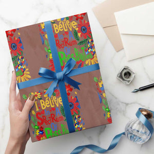 Autism Acceptance Wrapping Paper Roll I Believe In A Spectrum Of Possibilities Retro Boho TS02 Mocha Print Your Wear