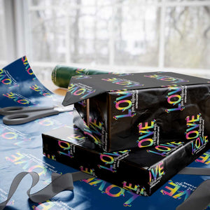 Autism Acceptance Wrapping Paper Roll Love From a Different Angle Rainbow Infinity TS02 Black Print Your Wear
