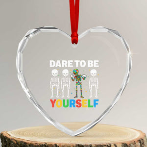 Autism Awareness 67 Heart Crystal Glass Ornament Dare To Be Yourself Six Seven Autism Skeleton TS11 Transparent Glass 3'' Heart Print Your Wear