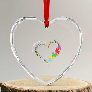 Autism Awareness Accept Understand Love Heart Crystal Glass Ornament Love Heart Puzzle Pieces TS11 Transparent Glass 3'' Heart Print Your Wear