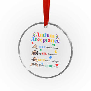 Autism Awareness Acceptance Hand Sign Language SPED Teacher Crystal Glass Ornament TS11 Print Your Wear