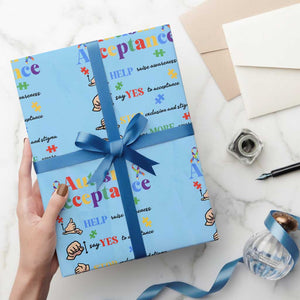 Autism Awareness Acceptance Hand Sign Language SPED Teacher Wrapping Paper Roll TS11 Light Blue Print Your Wear