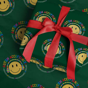 Autism Awareness Acceptance Wrapping Paper Roll Special Education Teacher Kids TS02 Green Print Your Wear