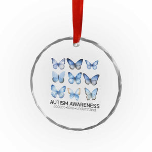 Autism Awareness Blue Butterflies Crystal Glass Ornament Accept Love Understand TS02 Print Your Wear
