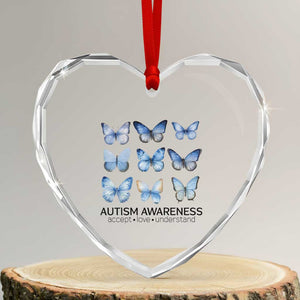 Autism Awareness Blue Butterflies Heart Crystal Glass Ornament Accept Love Understand TS02 Transparent Glass 3'' Heart Print Your Wear