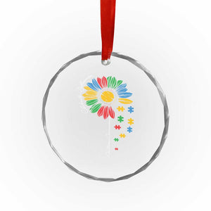 Autism Awareness Celebrate Differences Crystal Glass Ornament Sunflower Puzzle Pieces TS11 Print Your Wear