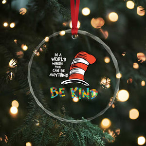 Autism Awareness Crystal Glass Ornament Why Fit In When You Were Born To Stand Out Cat In Hat TS02 Print Your Wear