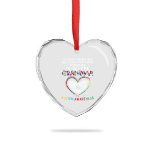 Autism Awareness Grandma Heart Crystal Glass Ornament So There's This Boy Who Will Always Have A Piece Of My Heart He Calls Me Grandma TS11 Print Your Wear