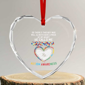 Autism Awareness Grandpa Heart Crystal Glass Ornament So There's This Boy Who Will Always Have A Piece Of My Heart He Calls Me Grandpa TS11 Transparent Glass 3'' Heart Print Your Wear