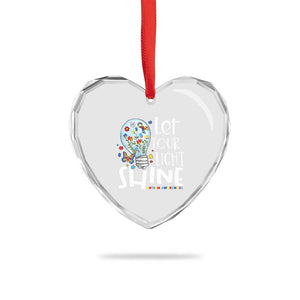 Autism Awareness Heart Crystal Glass Ornament Let Your Light Shine Puzzle Ribbon Inspirational Quote TS11 Print Your Wear