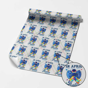 Autism Awareness Wrapping Paper Roll In April We Wear Blue Puzzle Ribbon Coquette Bow TS02 Christmas Plaid Print Your Wear