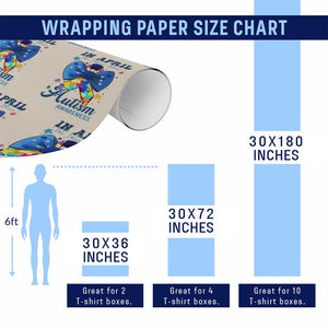 Autism Awareness Wrapping Paper Roll In April We Wear Blue Puzzle Ribbon Coquette Bow TS02 Print Your Wear