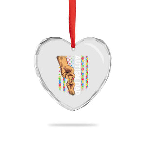 Autism Dad Awareness American Flag Fist Bump Heart Crystal Glass Ornament TS11 Print Your Wear