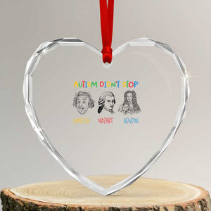 Autism Didn't Stop Einstein Mozart Newton Heart Crystal Glass Ornament Autism Awareness TS11 Transparent Glass 3'' Heart Print Your Wear
