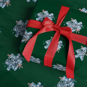 Autism Gigi Coquette Puzzle Piece Pink Bow Wrapping Paper Roll TS11 Green Print Your Wear