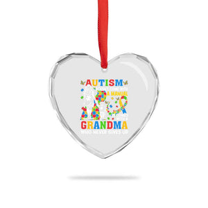 Autism Grandma Heart Crystal Glass Ornament Autism Doesn't Come With A Manual It Comes With A Grandma TS11 Print Your Wear