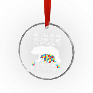 Autism Mama Bear Crystal Glass Ornament I Will Speak Fight Advocate For You TS02 Print Your Wear